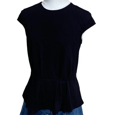 H&M Women’s Black Peplum Cap Sleeve Top Size US 4  - Image 1 of 4