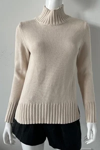 J Crew Tan Beige Cotton Turtleneck Sweater Size XXS - Picture 1 of 4