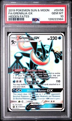 2019 Pokemon S&M Hidden Fates Full Art Shiny Greninja GX #SV56 Graded PSA 10 - Image 1 of 2