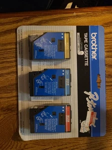 Brother P-Touch Tape Cassette TC-30 Gold-Blue & Red on Clear New - Picture 1 of 2