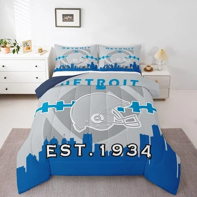 Conjunto de roupa de cama esportiva queen, jogadores de futebol americano conjunto de edredom para crianças bo... - Imagem 1 de 4