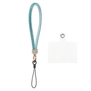 Phone Lanyard Detachable Wrist Strap Glitters with Phone Patches Blue - Picture 1 of 8