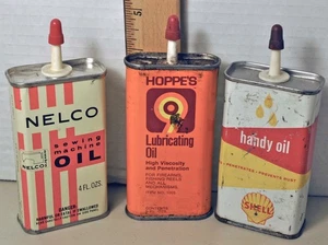 3 Vintage Lubricating Oil Tins Nelco - Hoppes - Shell MCM - Picture 1 of 6