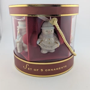 Lenox For The Holidays Porcelain Snowman Ornaments Set of 5 In Box Vintage - Picture 1 of 7