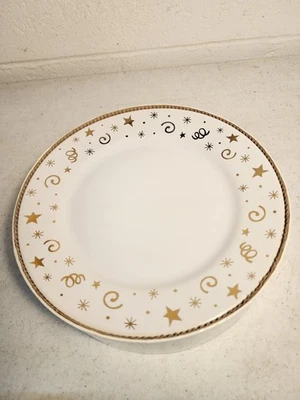 1996 Set of 4 Pampered Chef Dessert Plates in Box Celebration Pattern - Exc Cond - Image 1 of 4