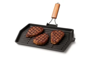 Bistecchiera in ghisa bbq barbeque quadrata griglia antiaderente piastra grill - Foto 1 di 7