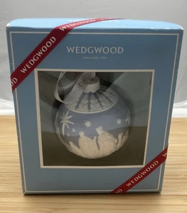 Wedgwood Jasperware Harrod’s Blue Christmas Nativity Bauble Ornament, In Box - Picture 1 of 10