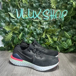 Nike Epic React Flyknit 2 Women's Sz 10.5 Running Shoes Black Sapphire Sneakers - Picture 1 of 9