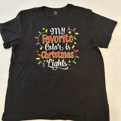 女式圣诞T恤。 XL 码 (16/18)。  黑色。  可伸缩面料 — 第 1/4 张图片