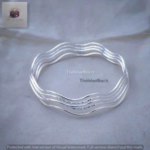 Bracciale Zig Zag Wave Martellato e Liscio Mix 5 Pezzi GS Argento Micro Squiggle Fatto a Mano - Foto 1 di 3