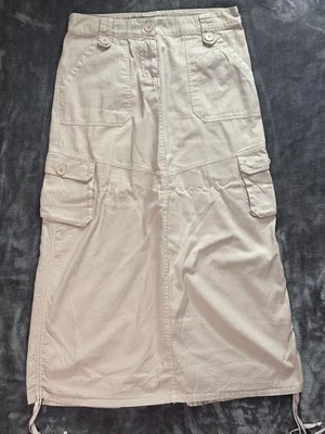 Maxi falda cargo beige vintage LaFlaca Y2K para mujer bolsillos utilitarios cordón” Foto 1 de 4