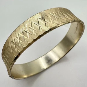 West Germany signed 1950s vintage champagne gold tone etched bangle bracelet - Picture 1 of 8