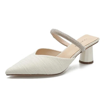 Sandalias para mujer con puntera puntiaguda de verano decoración de diamantes de imitación moda vestido fiesta pantuflas Foto 1 de 4