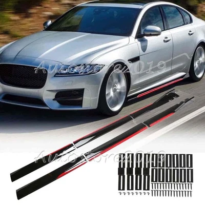 For Jaguar XE XF XJ Glossy Black Side Skirt Rocker Panel Splitter Spoiler Lip Foto 1 de 4