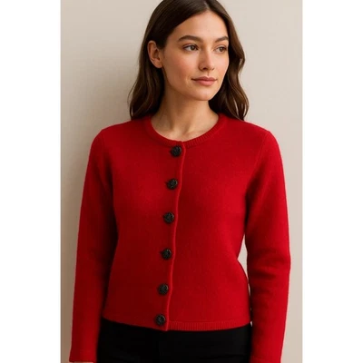 Suéter cárdigan rojo 100 % lana vintage para mujer requisitos talla grande Foto 1 de 4