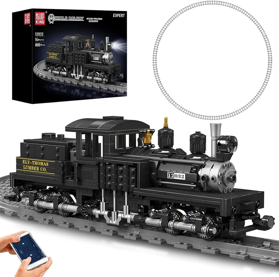 Shay-Type Steam Locomotive Building Set with LED Lighting, Remote/App Control Mo - Image 1 of 4