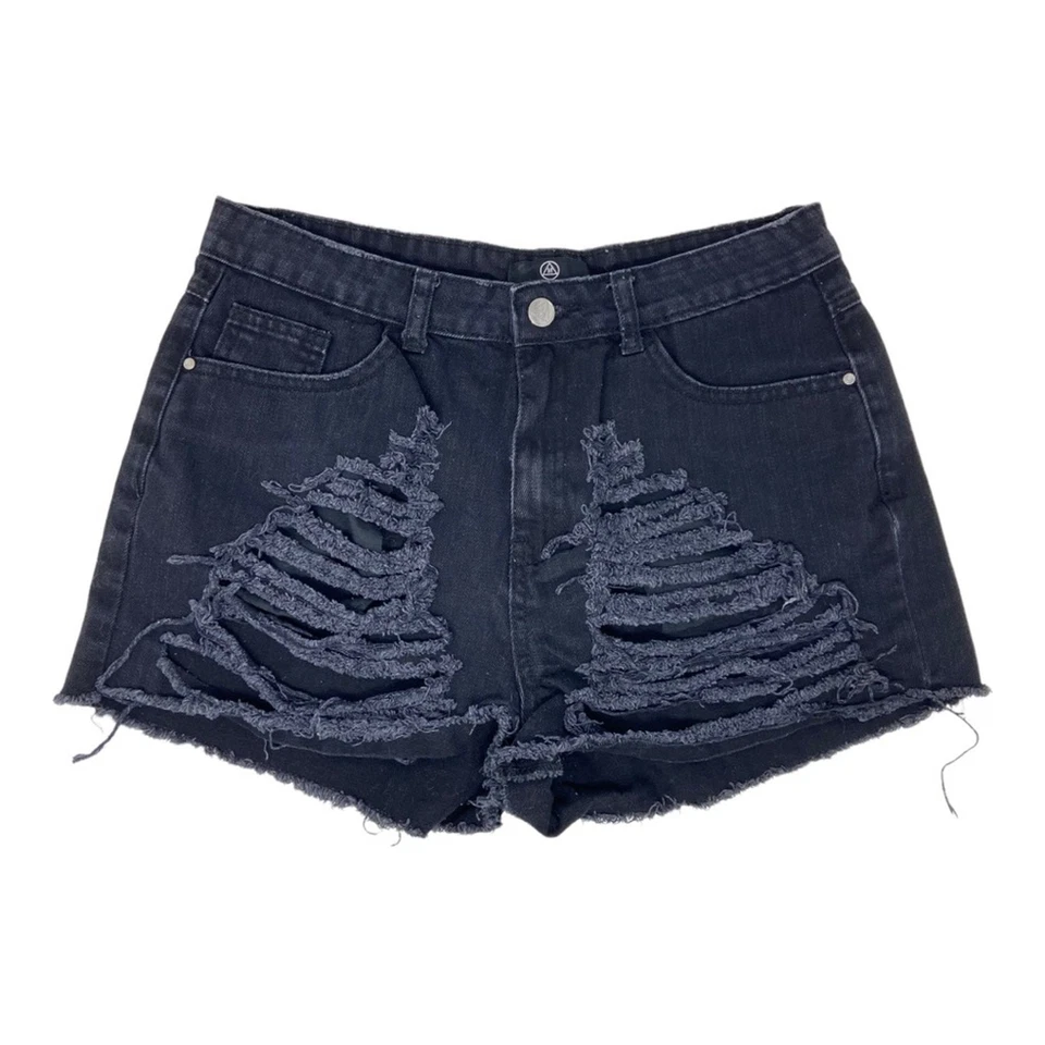 MISSGUIDED молотый высоты черный Jean шорты необработанный кромки женщин размер 8 - Изображение 1 из 4