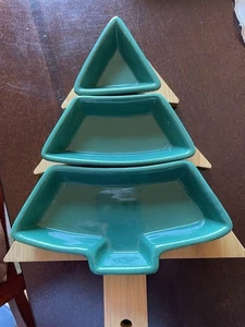 Juego de 3 cuencos de condimentos para árbol de Navidad sin marca en bandeja de madera - Imagen 1 de 4
