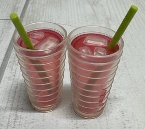 American Girl Doll Sleepover Accessories Pink Lemonade W/ Green Straws - Picture 1 of 4