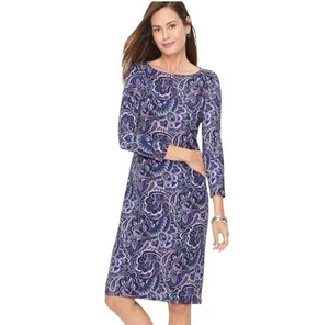 Talbots Plus Paisley Stretch Shift Dress Purple Blue Pink Size Plus Size 3X - Picture 1 of 9