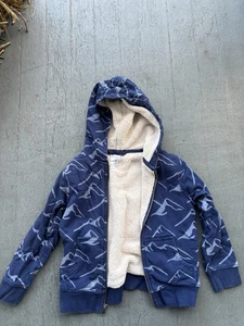 Sudadera con Capucha Hanna Anderson Sherpa Forrada Cremallera Completa Talla 8 Azul - Imagen 1 de 3