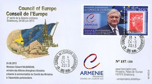 CE64-IIIA FDC Council of Europe "Presidency of Armenia - Mr. NALBANDIAN" 06-2013 - Foto 1 di 1
