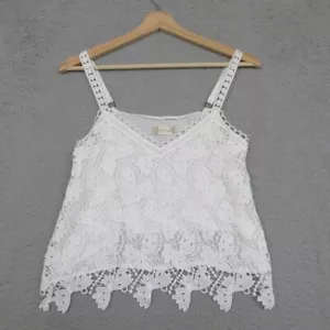 Altar'd State Shirt Womens S White Lace Boho Crochet Fairycore Sleeveless Crop - Picture 1 of 18