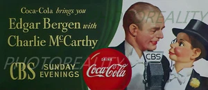 1949 Coca-Cola Edgar Bergen Charlie McCarthy CBS Radio Banner 8x19 Giclee Print - Picture 1 of 1
