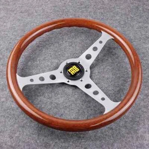 MOMO Heritage Indy Silver Woodgrain Mahogany Wood Steering Wheel 350mm - Picture 1 of 6