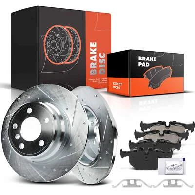 Rotores de freno traseros perforados y pastillas de freno de cerámica para BMW X5 2000-2006 3,0 L 4,4 L Foto 1 de 4