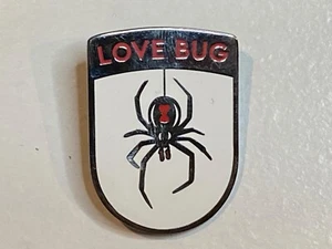 Love Bug Funny Lapel Hat Vest Pin Black Widow Spider Web Deadly Fatal Attraction - Picture 1 of 2