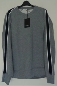 PAOLO PECORA Men's Grey Cotton Fleece Crew Neck Sweatshirt XL - Picture 1 of 12