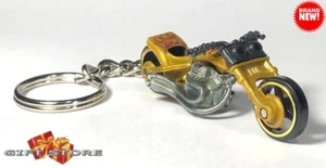 RARE KEY CHAIN GOLD FLAMED CHOPPER BIKE CUSTOM FOR HARLEY DAVIDSON LTD EDITION - Picture 1 of 6