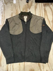 BERETTA Mens Jacket XL Brown Shooting Hunting 100% Wool Lined Full Zip Sweater - Picture 1 of 6