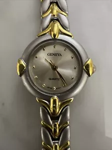 Geneva Watch Gold Silver Stainless Steel Water White Quartz - Picture 1 of 7