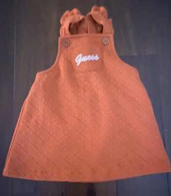 Guess Niños Vestido Mameluco Naranja Rústico Rojo Corazón Estampado Talla 3T Foto 1 de 4
