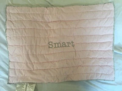 Almohada estándar acolchada Pottery Barn Kids rosa gris farsa "inteligente" nueva sin etiquetas Foto 1 de 2