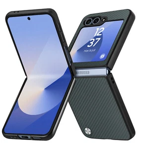 X-Level, Cover per Samsung Galaxy Z Flip6 texture fibra di carbonio, Verde scuro - Imagen 1 de 5