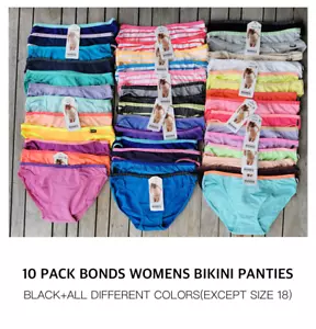Sale 10 pack Bonds Womens Underwear Cotton Hipster Bikini Briefs Size 8-20 - Picture 1 of 8