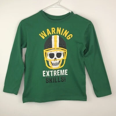 Camiseta Place Niño Talla M 7-8 Manga Larga Cuello Redondo Verde "Casco Calavera" Foto 1 de 4