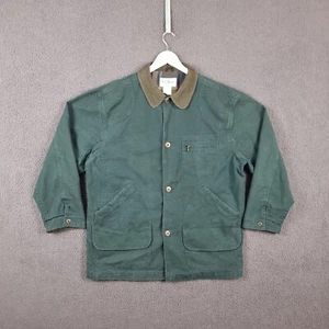 Vintage LL BEAN Jacket Mens L Large Green Barn Field Coat Canvas USA Hunting 80s - Picture 1 of 12