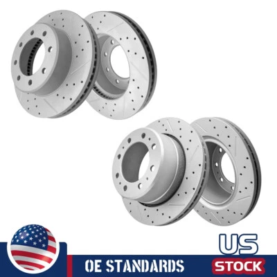 8 lugares para 2011 - 2023 Ram 2500 3500 dianteiro traseiro perfurado rotores de freio a disco com fenda - Imagem 1 de 4