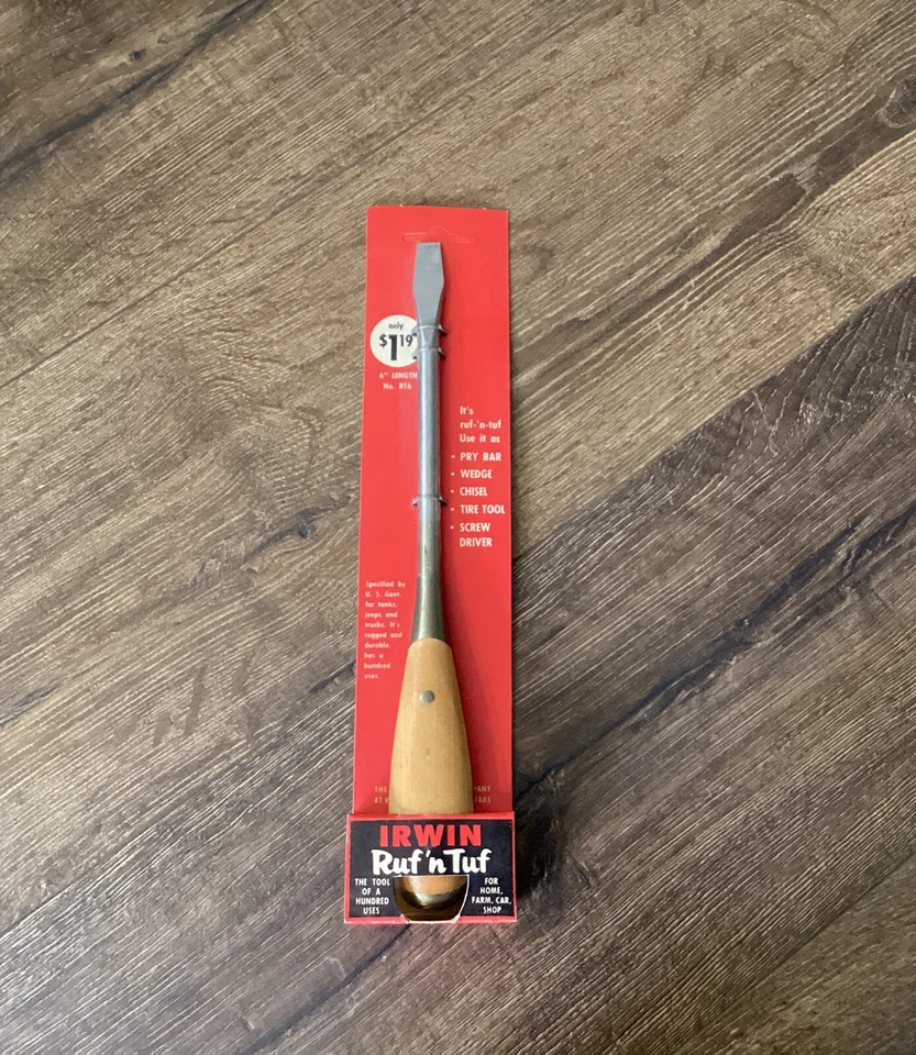 NOS IRWIN RUF N TUF WOOD HANDLE FLAT SCREWDRIVER 6” RARE JEEP MILITARY TANKS - Image 1 of 4