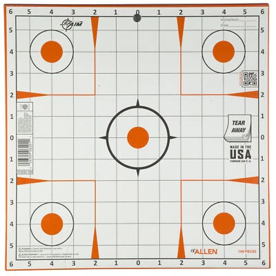 EZ AIM Bullseye Target Pad 12"x12" Paquete de 100 Papel Altamente Visible Allen Company Foto 1 de 2