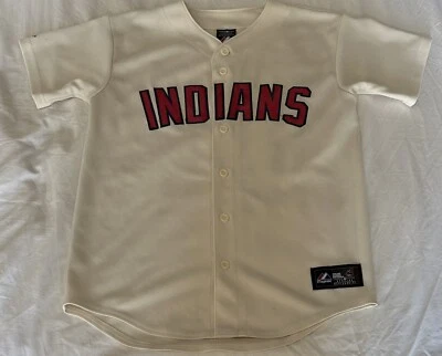 Majestic YOUTH Pre-Owned MLB Cleveland Indians Baseball Jersey. Youth Sz: Large - Image 1 of 4