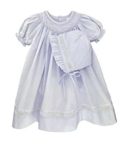 Petit Ami Lavender Smocked Daygown Voile Insert and Bonnet Preemie or Newborn - Picture 1 of 1