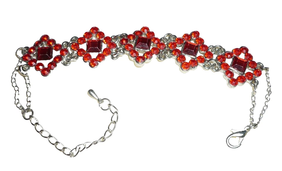 klasse STRASS Armband silber rot 17- 23,5 cm ModeSchmuck NEU + TOP - Bild 1 von 1