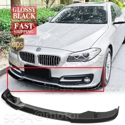Divisor de labios parachoques delantero estilo V negro brillante para BMW F10 F11 LCI serie 5 15-17 Foto 1 de 4
