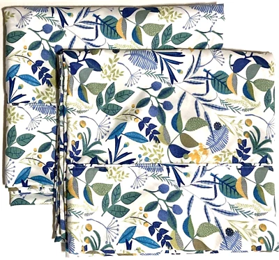 Blue Green Yellow Leaf Pattern Pillow Cases Set of 2 KING Charsima Microfiber - Image 1 of 4