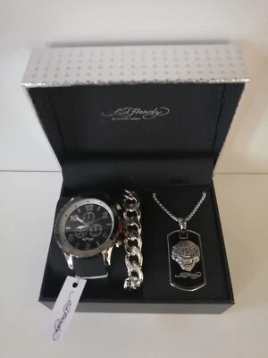 Ed Hardy Reloj Hombre/Pulsera/Collar Acero Inoxidable Juego de Regalo Nuevo Foto 1 de 4